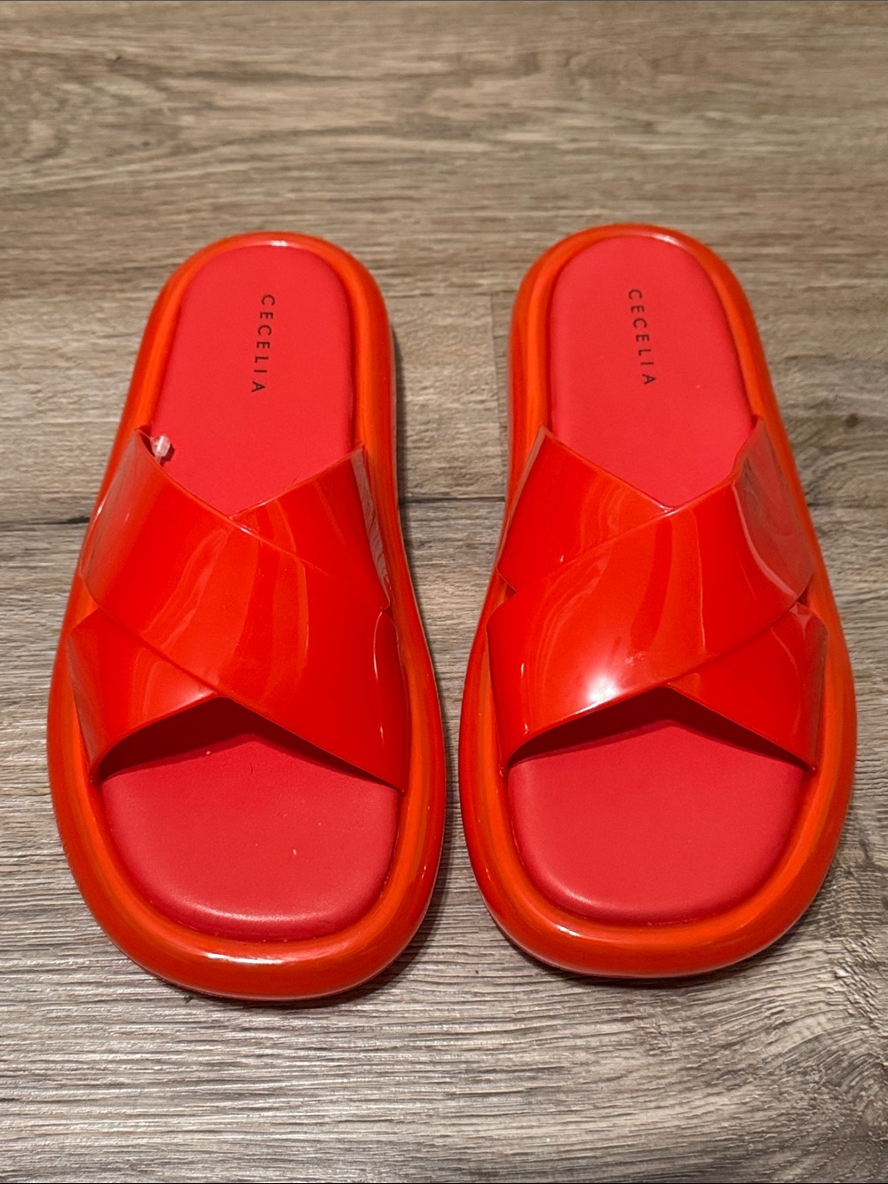 Cecelia New York Bright Red Skip Sandals - Casual Slide Size 9